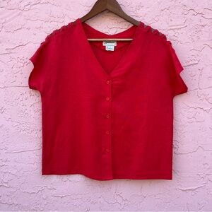 Vintage Giulliana Red Top Linen Cotton Hong Kong Size 8